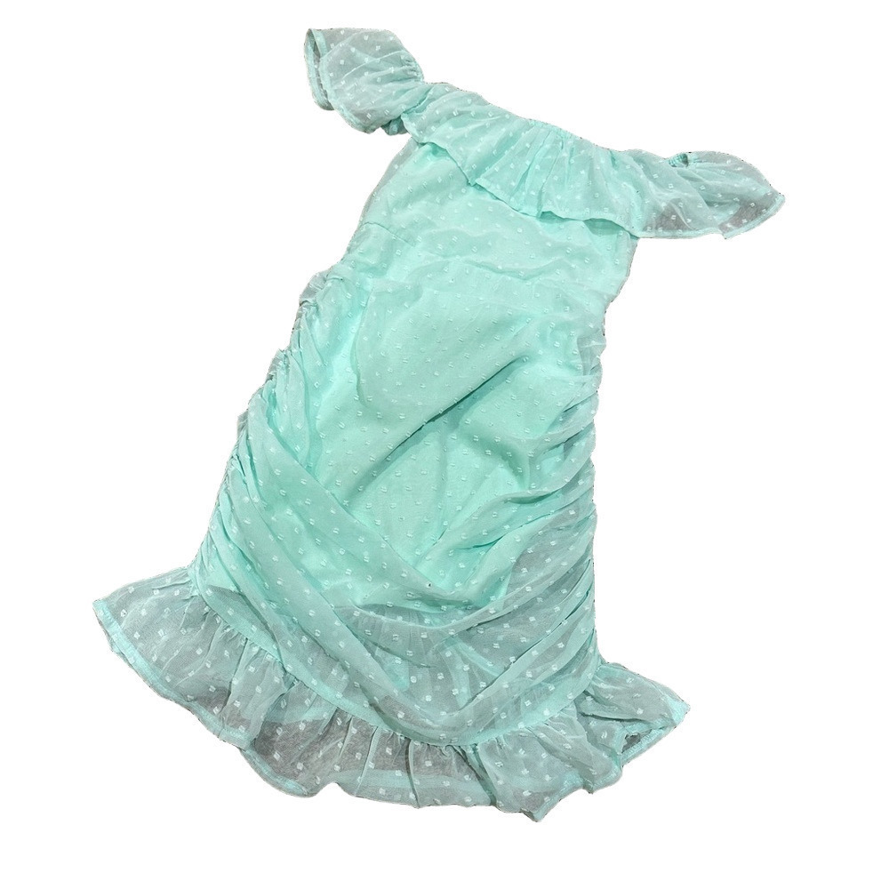 PARISIAN LIGHT BLUE POLKA DOT RUFFLE MINI DRESS